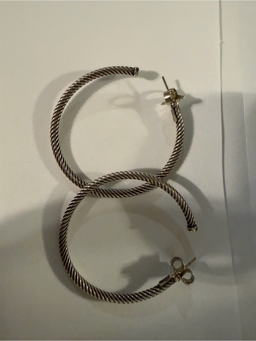 David Yurman Twisted Rope Hoop Earrings in Silver